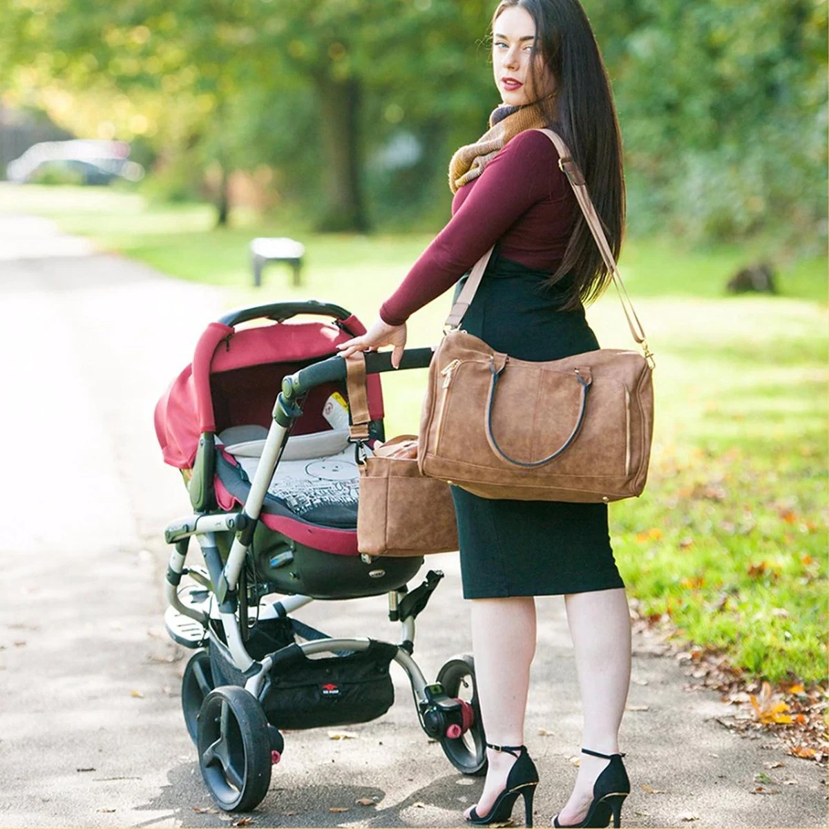 Miss Lulu Luier- En Verzorgingstas – Luiertas Set – Afneembare Draagtas - Duurzaam En Stijlvol – Zwart - Premium Kwaliteit- Grote Capaciteit - Unisex/Jongens/Meisjes (LT6638 BK) - Afbeelding 5