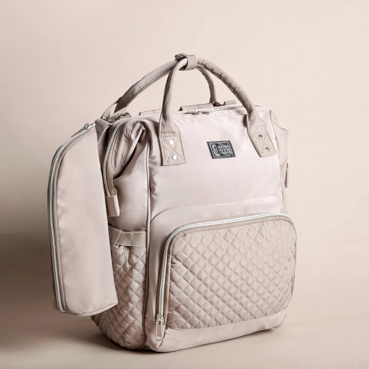 NanaBeebi Luiertas Rugzak Met Verschoonmatje - Beige Taupe - Inclusief Flessenwarmhouder - Kinderwagenhaken En Isoleervak - Afbeelding 7