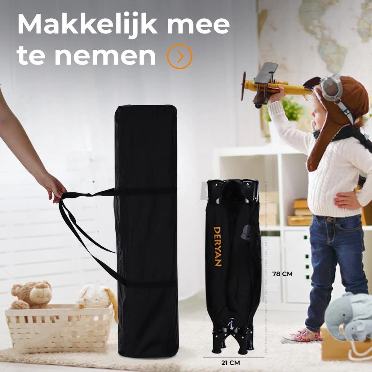 Deryan Kinderbox - Inklapbare Box - 100x100cm - Zwart - Afbeelding 7