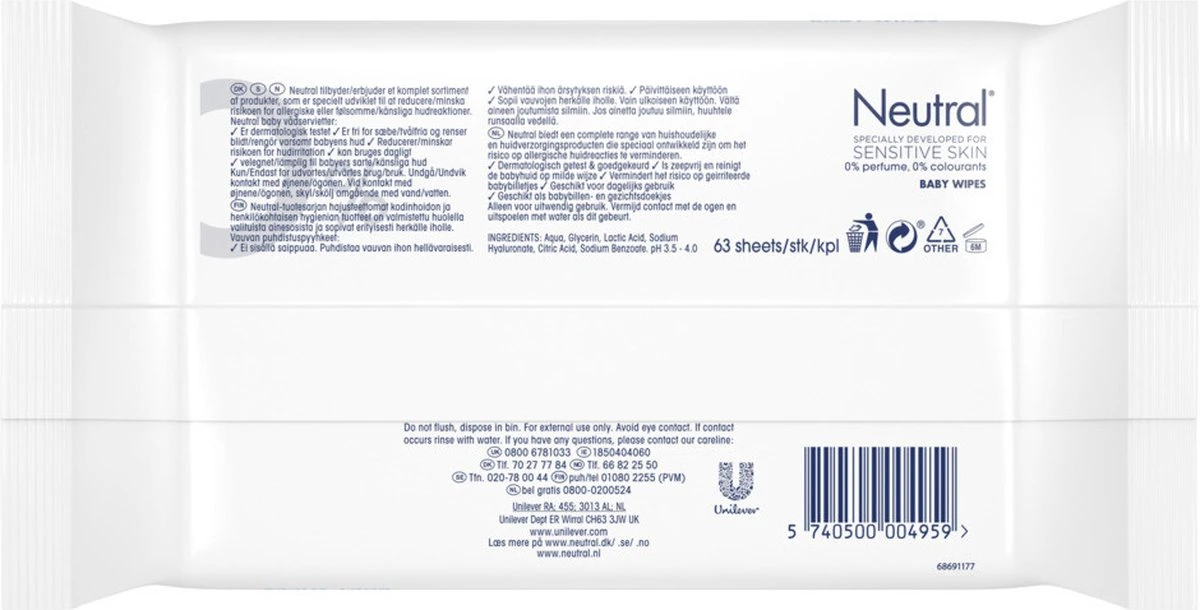 Neutral Billendoekjes - Parfumvrij - 1008 Doekjes - Voordeelverpakking - Afbeelding 10