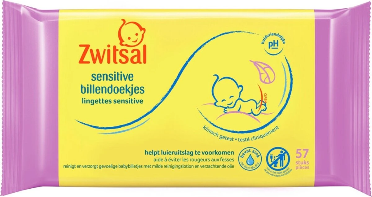 Zwitsal Sensitive Billendoekjes Voordeelverpakking 684 Doekjes - Afbeelding 2