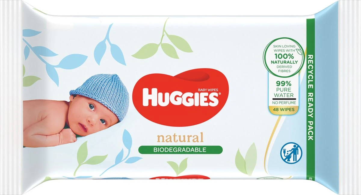 Huggies Billendoekjes - 100% Plasticvrij - Biologisch Afbreekbaar - 12 X 48 Stuks - 576 Doekjes - Afbeelding 4