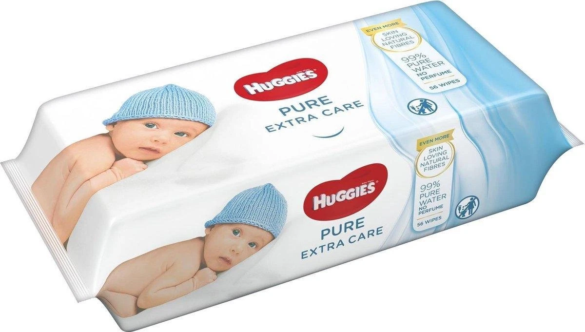 Huggies Billendoekjes - Baby Wipes - Pure Extra Care - 99% Water 56 Doekjes - Afbeelding 4