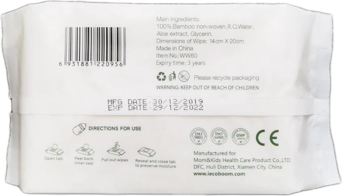 ECOBOOM Bamboo Eco Billendoekjes 9 Pakken (540stks) - 99,5 % Water - Bambo Luierdoekjes - Eco Huiddoekjes - 100 % Afbreekbaar - Bamboe Gezichtdoekjes - Afbeelding 7
