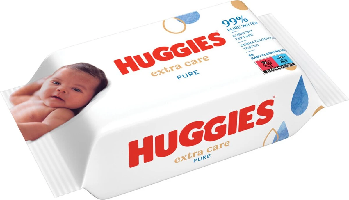 Huggies Billendoekjes - Baby Wipes - Pure Extra Care - 99% Water 56 Doekjes - Afbeelding 2
