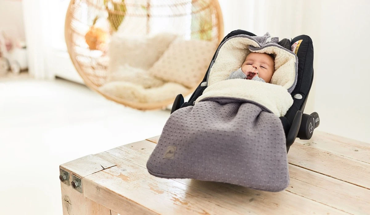 Jollein Voetenzak Voor Autostoel & Kinderwagen - Bliss Knit - Storm Grey - Afbeelding 14