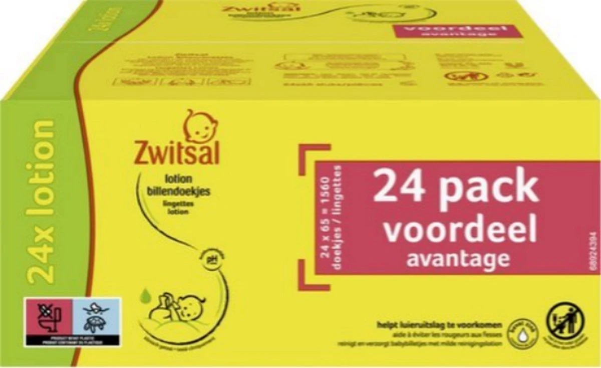 Zwitsal Lotion Billendoekjes Alcoholvrij - 1560 Doekjes - Voordeelverpakking - Afbeelding 5