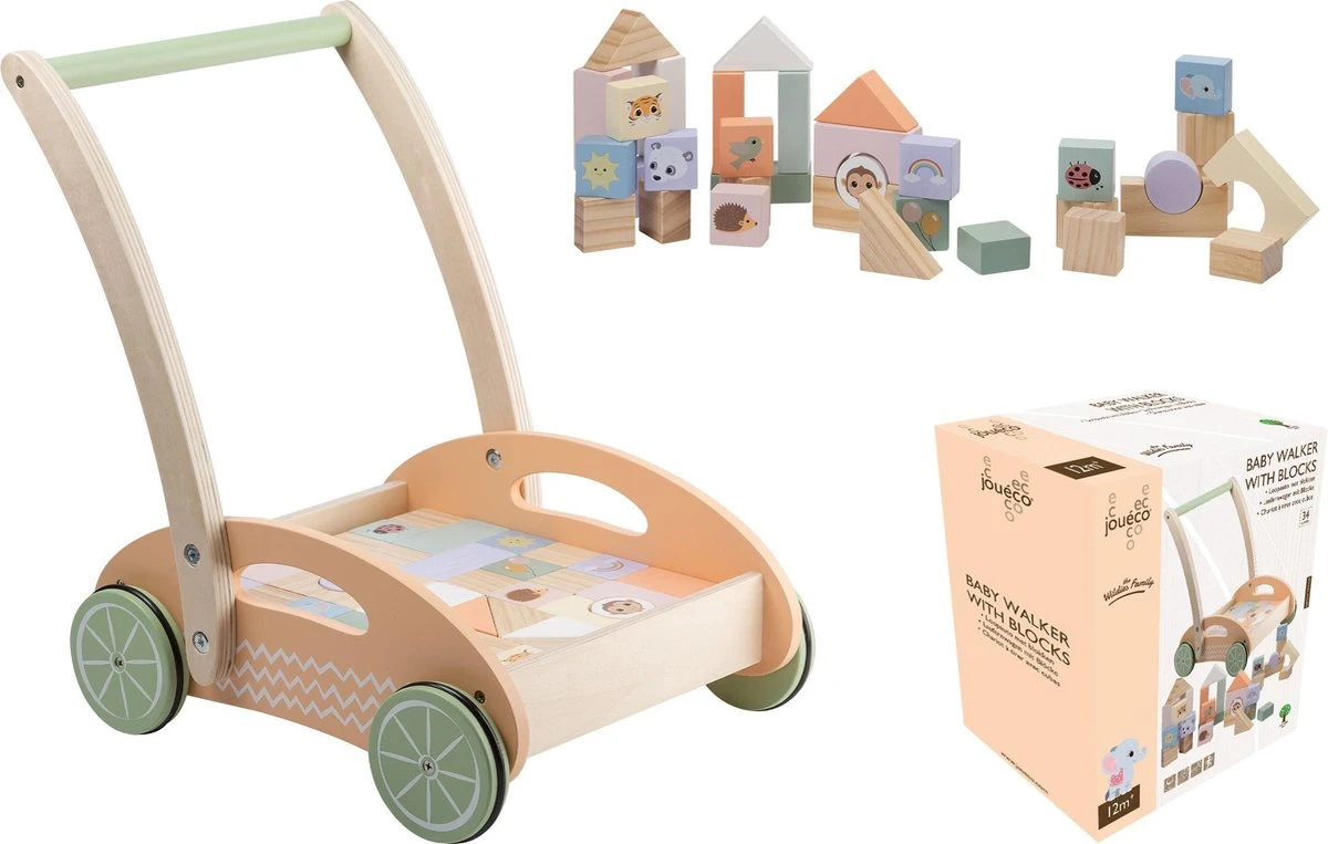 Jouéco® - The Wildies Family Loopauto Met Blokken - Afbeelding 3