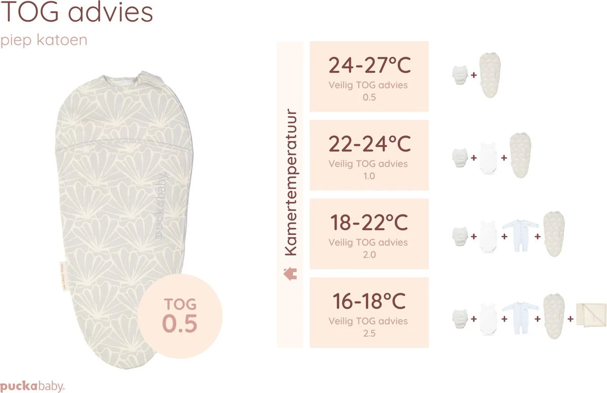Puckababy Inbakerslaapzak Original Piep 0-3 Maanden -Seashell Stone - Afbeelding 7