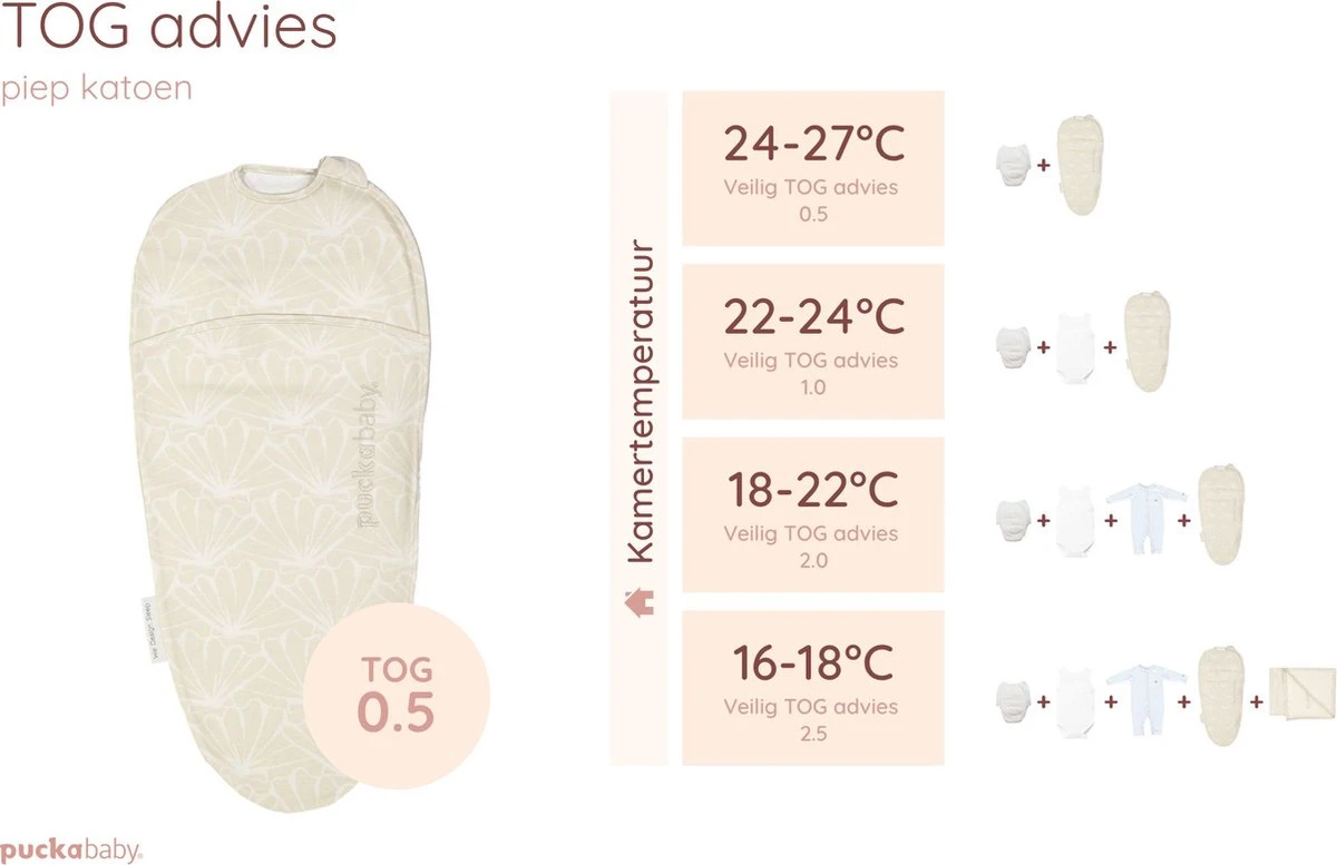 Puckababy Inbakerslaapzak Original Piep 0-3 Maanden - Seashell Sand - Afbeelding 6