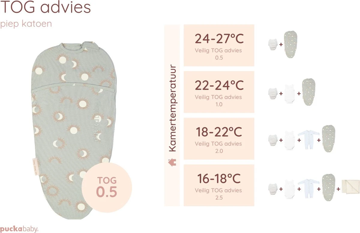 Puckababy Inbakerslaapzak Original Piep 0-3 Maanden - Eclipse Clay - Afbeelding 6