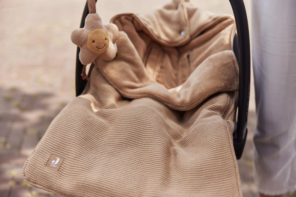 Jollein Voetenzak Voor Autstoel & Kinderwagen - Basic Knit - Biscuit - Afbeelding 7