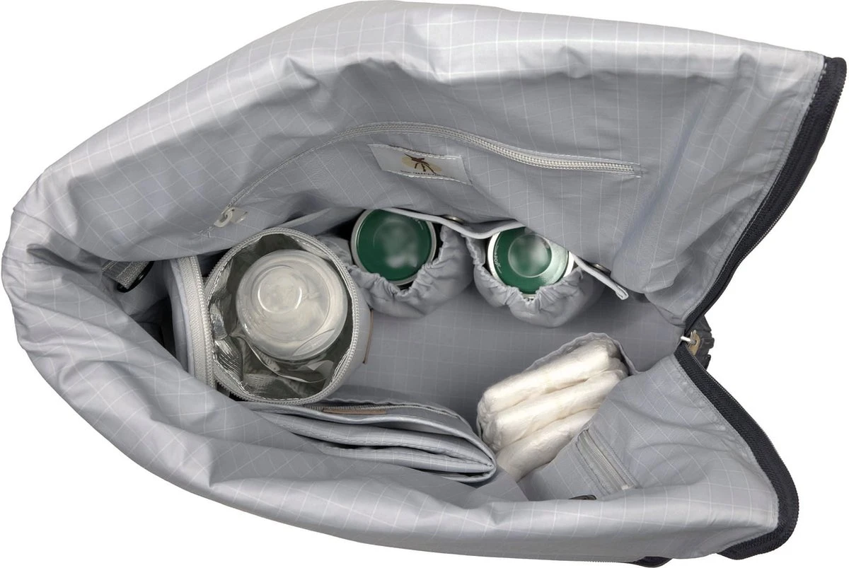 LÄSSIG Luiertas Rolltop Backpack Rugzak Incl Verschoningsmatje Denim Blauw Limited Edition - Afbeelding 3