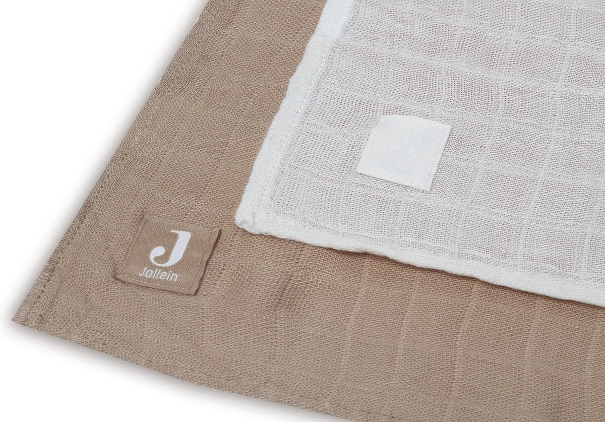 Jollein Hydrofiele Doek Small Bamboe Katoen 70x70cm - Biscuit/Ivory - 4 Stuks - Afbeelding 3