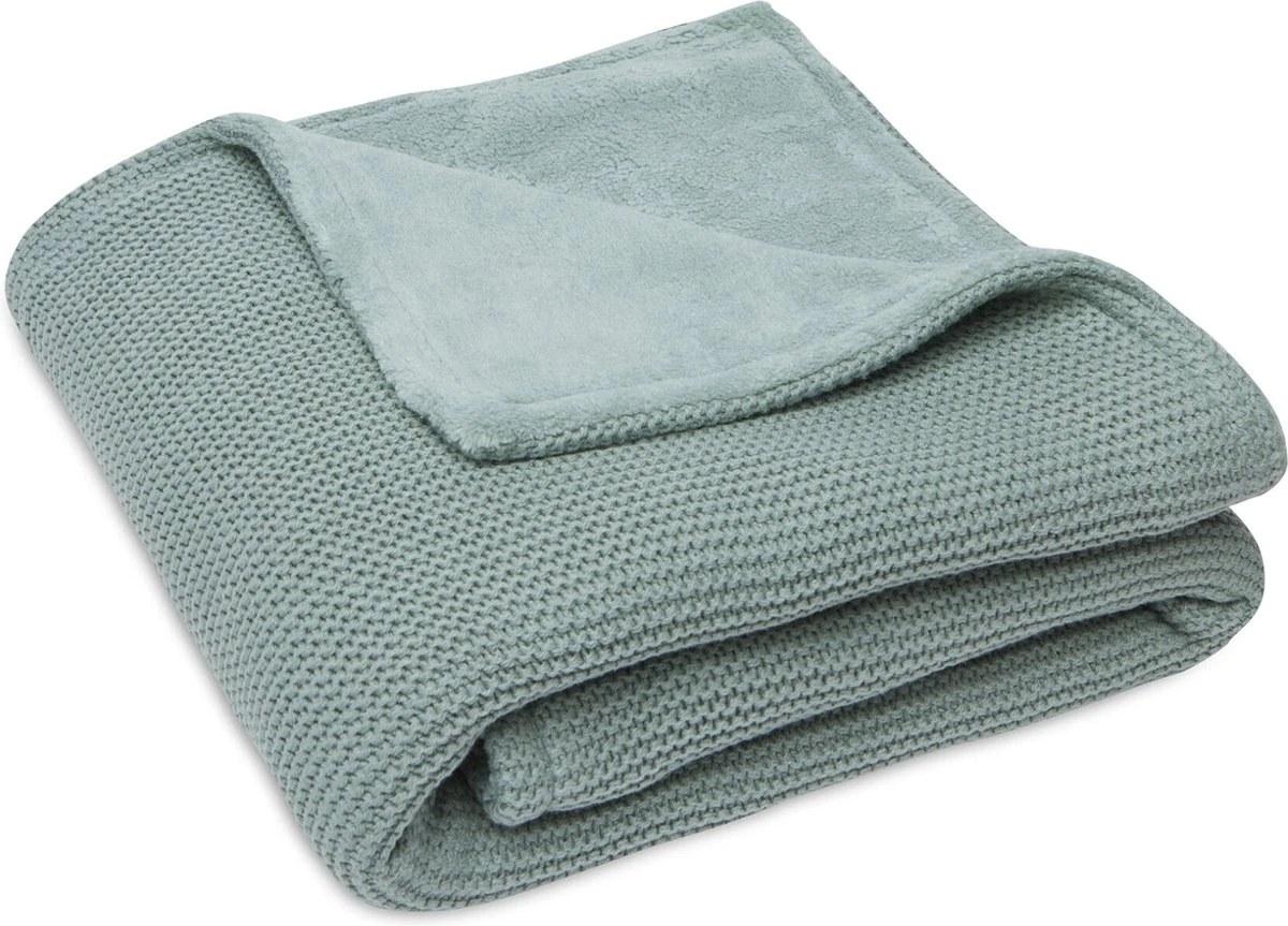 Jollein Baby Deken Ledikant 100x150cm Basic Knit Forest Green/Fleece - Afbeelding 7