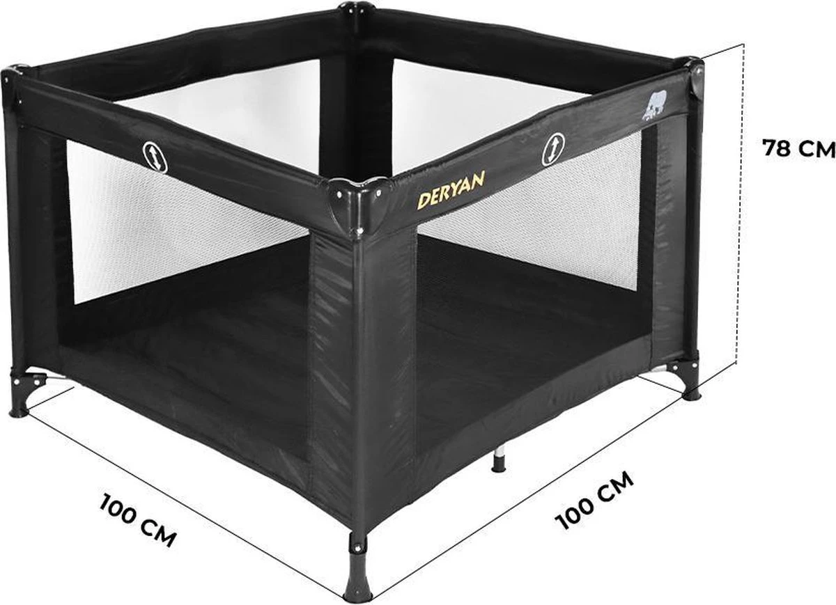 Deryan Kinderbox - Inklapbare Box - 100x100cm - Zwart - Afbeelding 5