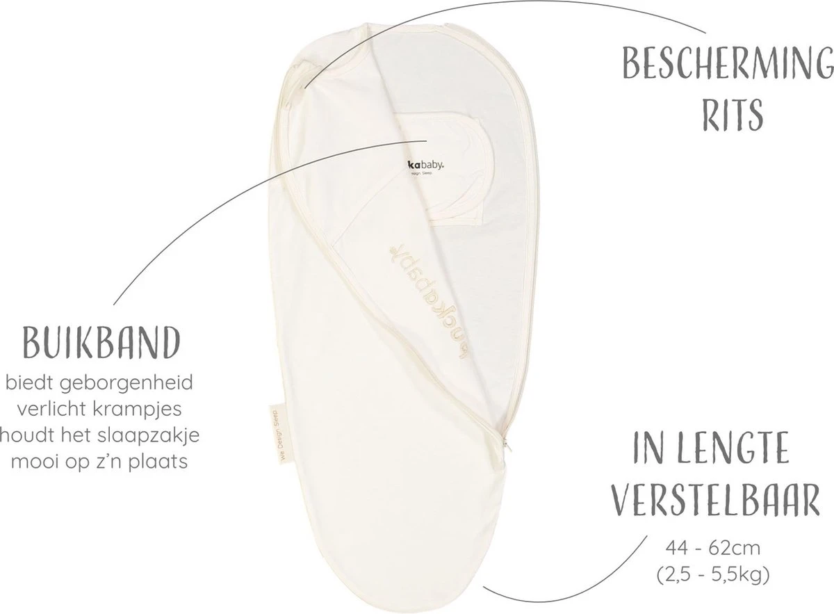 Puckababy Inbakerslaapzak Original Piep 0-3 Maanden - Pure - Afbeelding 4