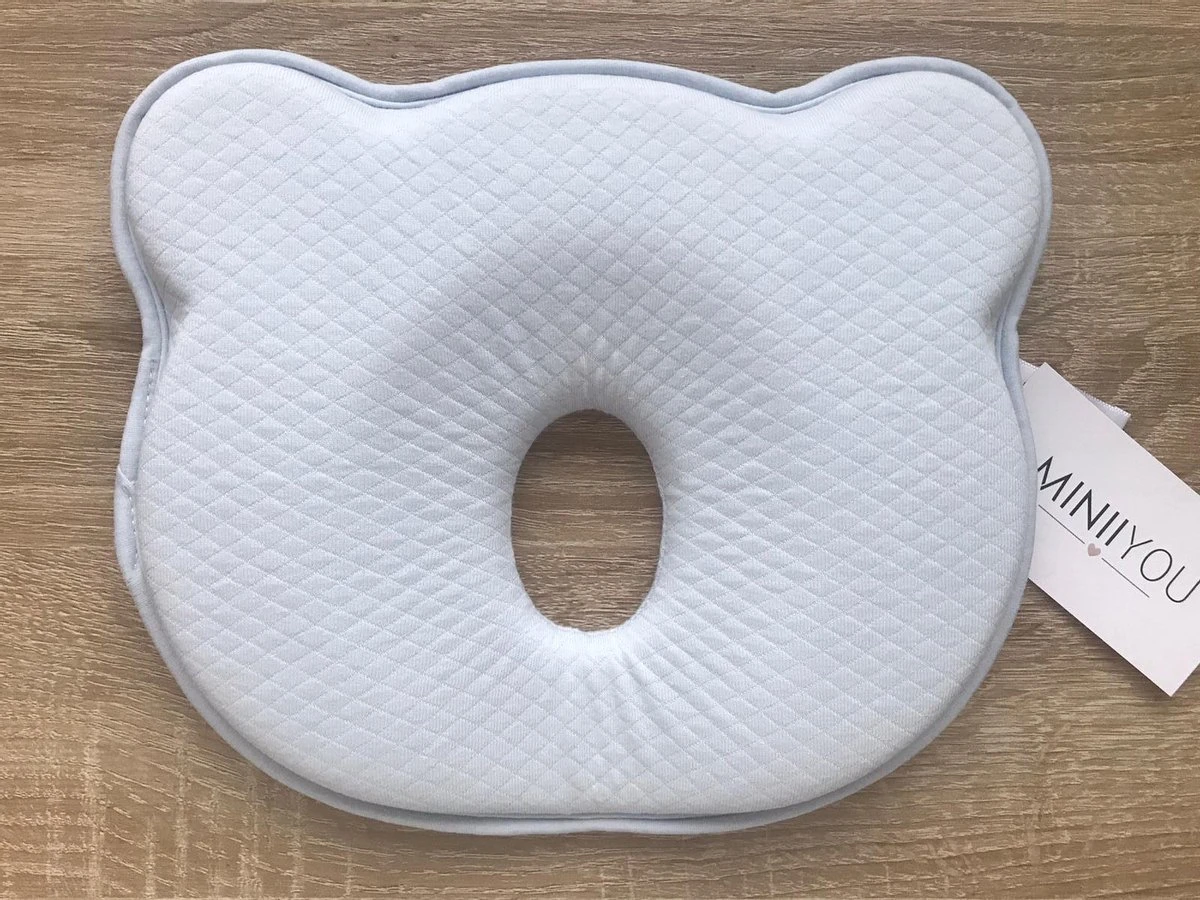 MINIIYOU® Orthopedisch Baby Hoofdkussen - Blauw - Plat Hoofd - Katoen - Traagschuim Vulling - Afbeelding 5