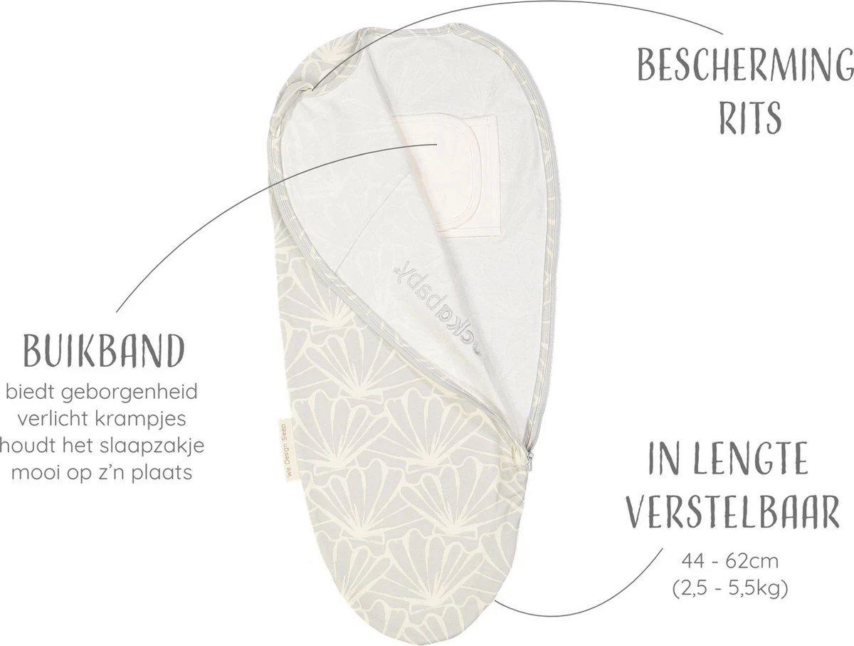Puckababy Inbakerslaapzak Original Piep 0-3 Maanden -Seashell Stone - Afbeelding 4
