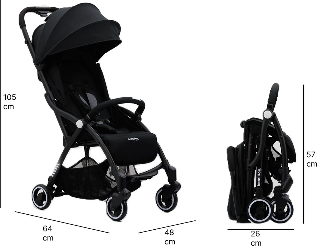 Hamilton By Yoop S1 Plus Buggy Met Monteerbare Zeno Plus Draagwieg - Nieuw En Hoger 2023 Model - Premium Budget Stroller Met One Hand Folding Technologie – Zwart - Licht, Verstelbaar, Wendbaar En Geschikt Van 0 Maanden Tot 4 Jaar – Inclusief Adapter - Afbeelding 19