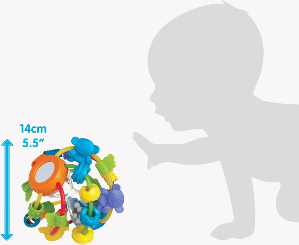 Playgro Speel En Leerbal - Grijp- En Bijtspeelgoed - Klikklak Geluiden - Spiegeltje - Kralen - Cilinder Met Rattelende Ballen - Afbeelding 3