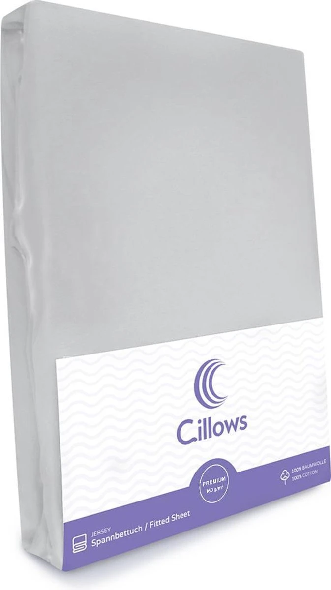 Cillows Premium Jersey Hoeslaken Voor Kinderen - 70x160 Cm - (tot 20 Cm Hoogte) - Grijs