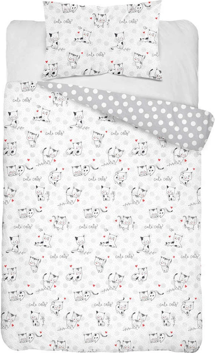 Ledikant - Dekbedovertrek - Poesjes - Katoen - 100x135 Cm