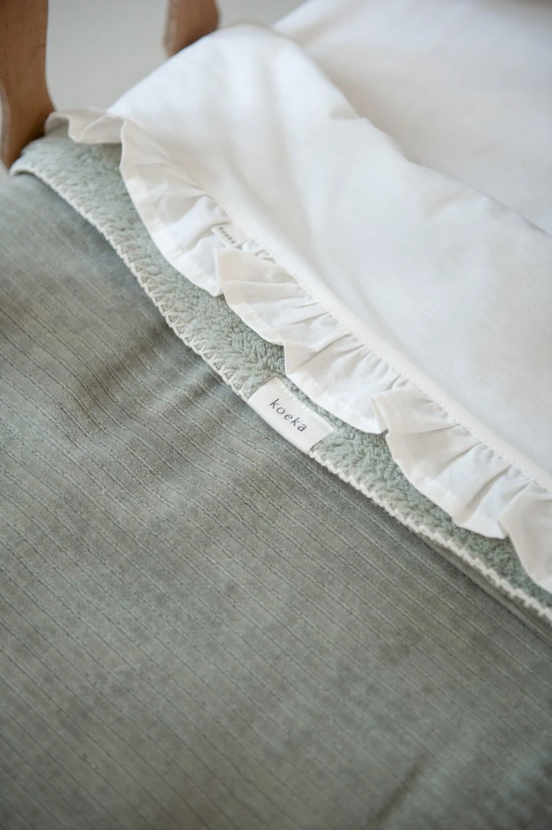 Koeka Baby Lakentje Ledikant Ruffle - Wit 110x140cm - Afbeelding 5