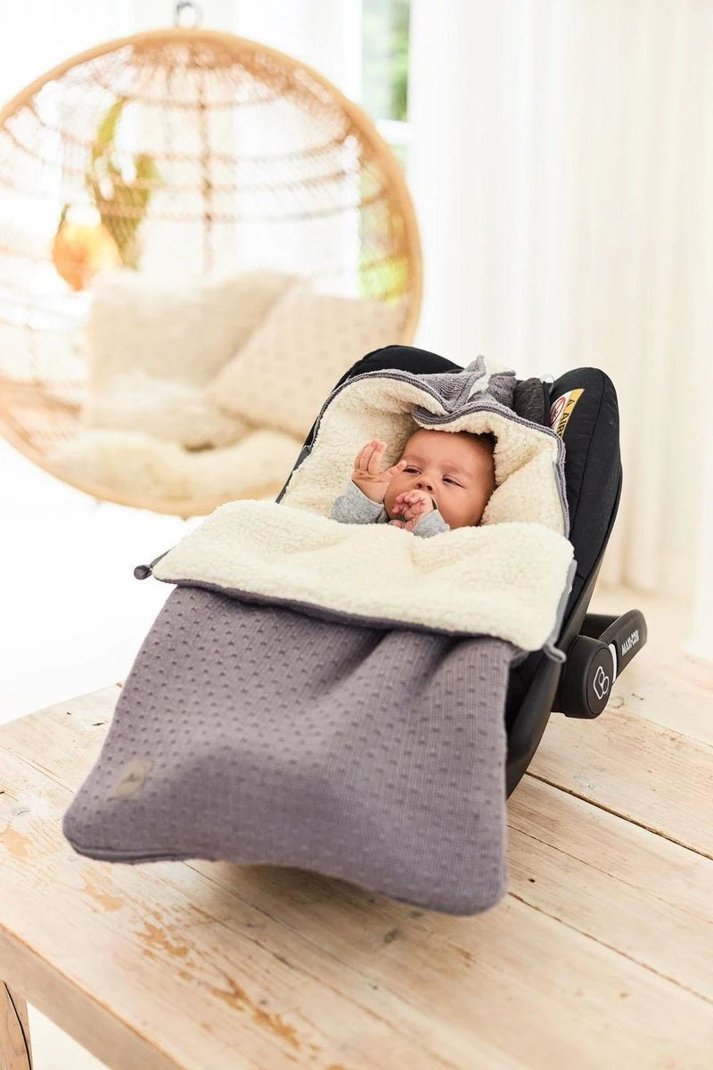 Jollein Voetenzak Voor Autostoel & Kinderwagen - Bliss Knit - Storm Grey - Afbeelding 11