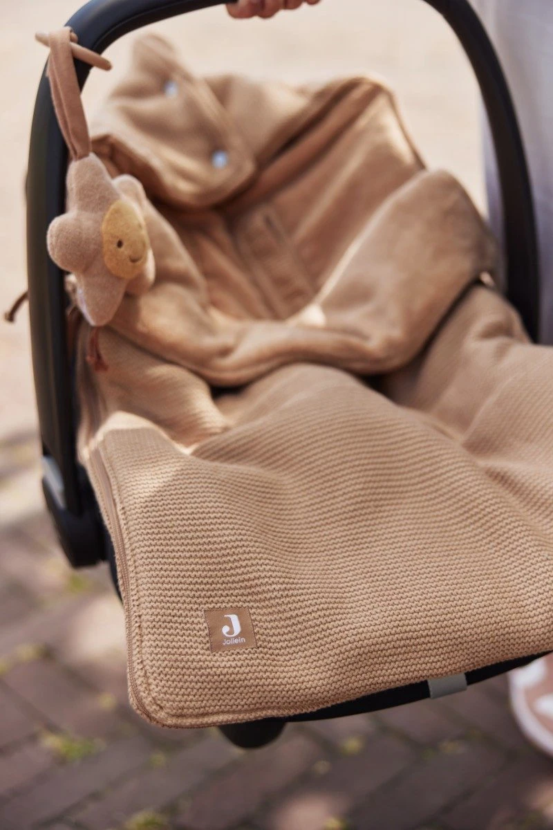 Jollein Voetenzak Voor Autstoel & Kinderwagen - Basic Knit - Biscuit - Afbeelding 8