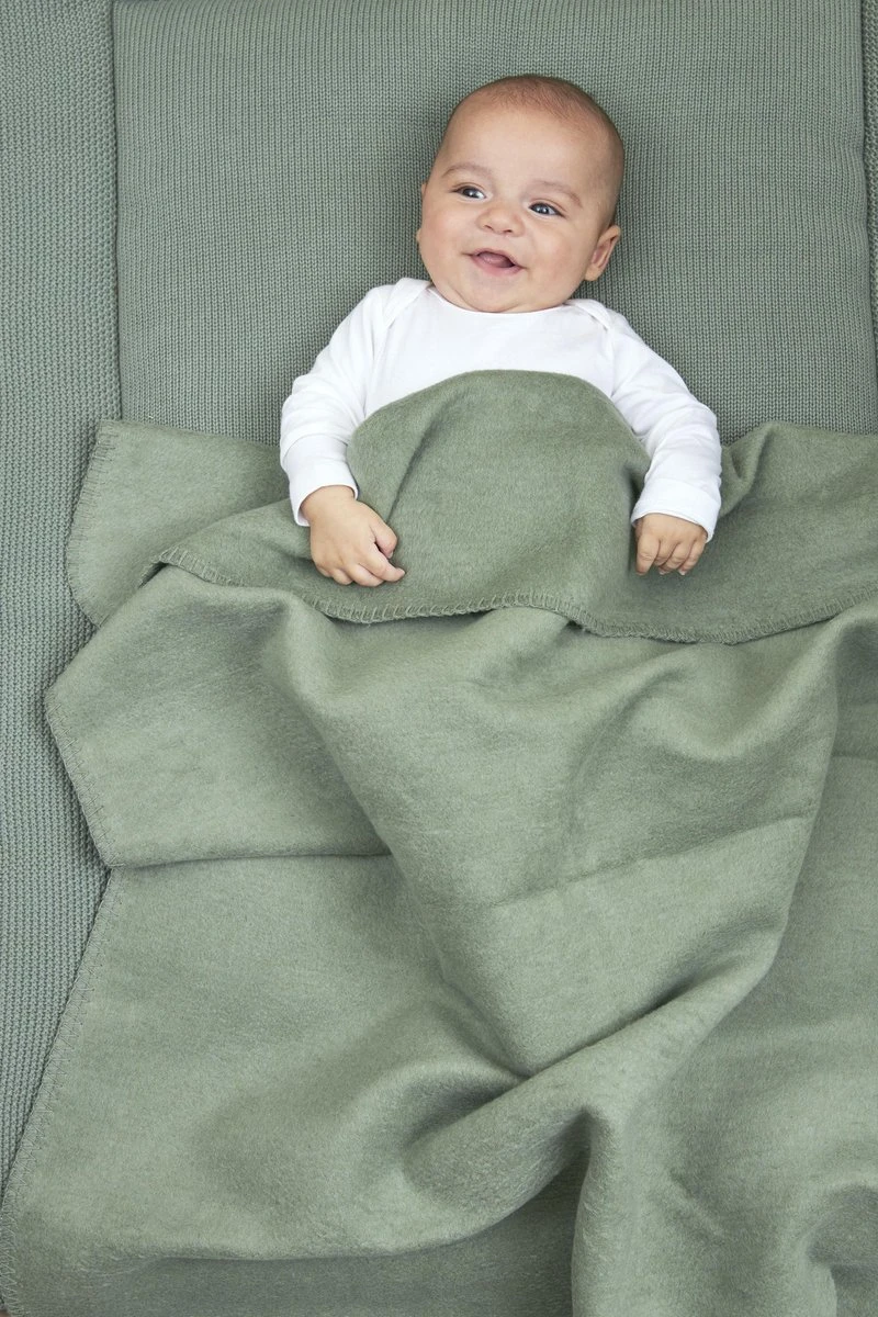 Meyco Uni Ledikant Deken - Forest Green - 100x150cm - Afbeelding 4