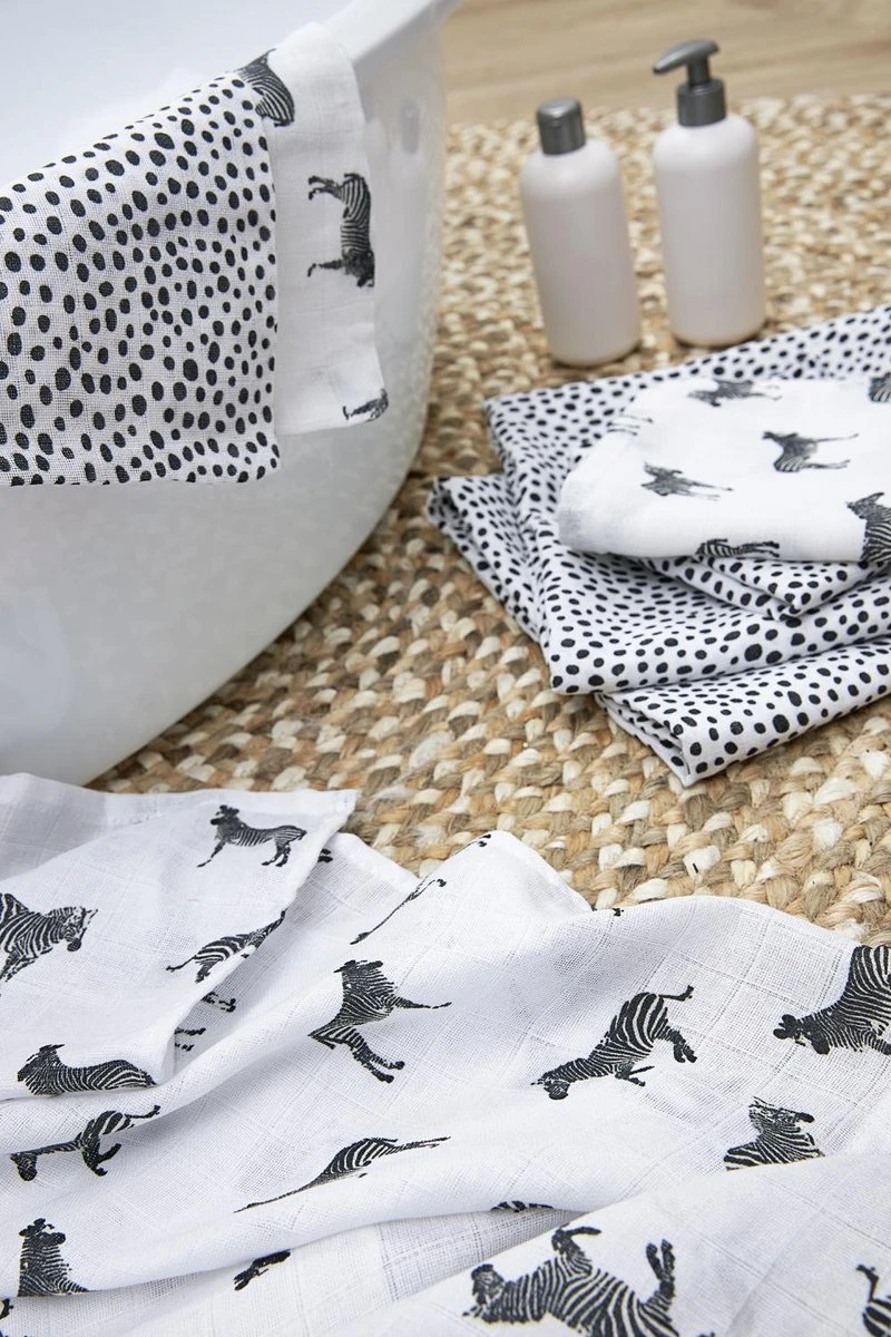 Meyco Zebra Animal Starterset - 9-pack - Hydrofiel - Black - Afbeelding 3