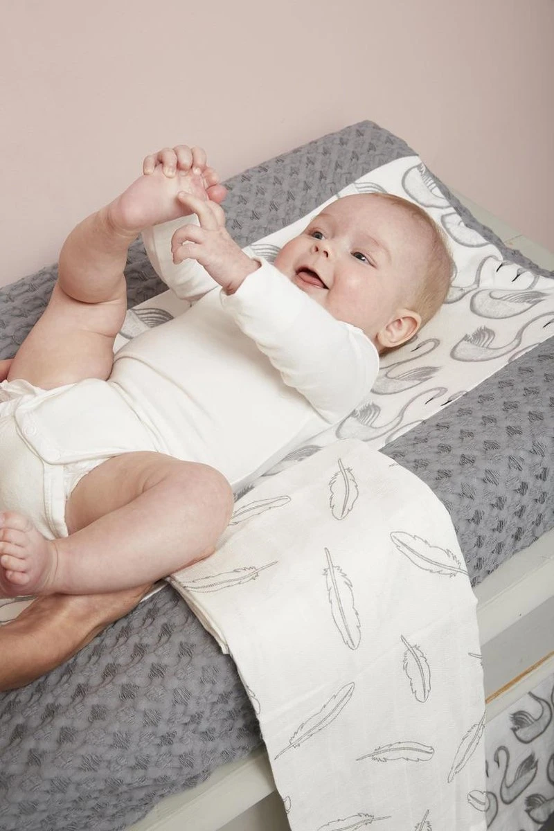 Meyco Clouds/Dots/Feathers Hydrofiele Doeken - 3-pack - Stone Green - 70x70cm - Afbeelding 2