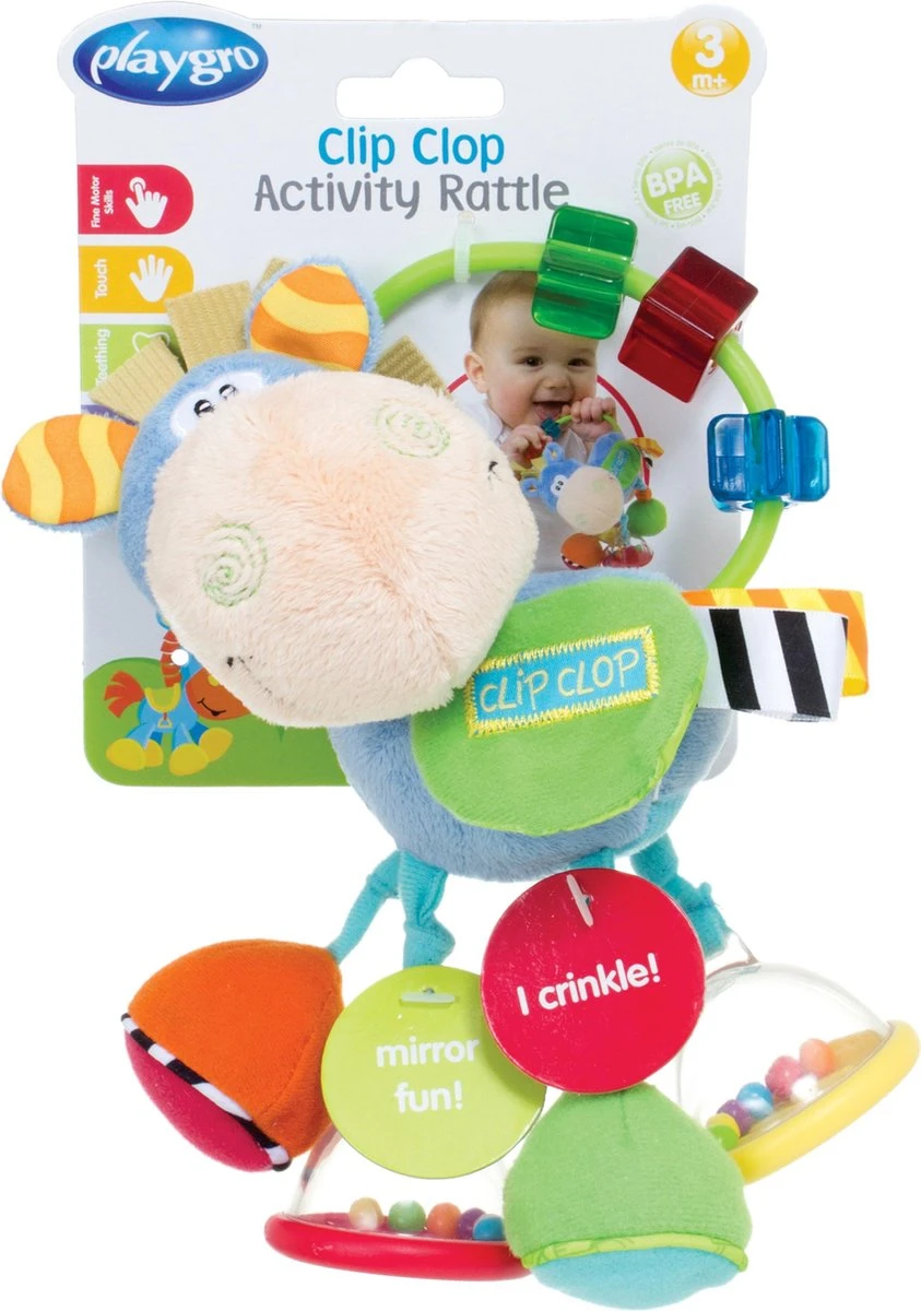 Playgro Clip Clop Rammelaar - Blauw - Activiteitenspeeltje - Kraamkado - Afbeelding 7