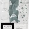 Meyco Clouds/Dots/Feathers Hydrofiele Doeken - 3-pack - Stone Green - 70x70cm