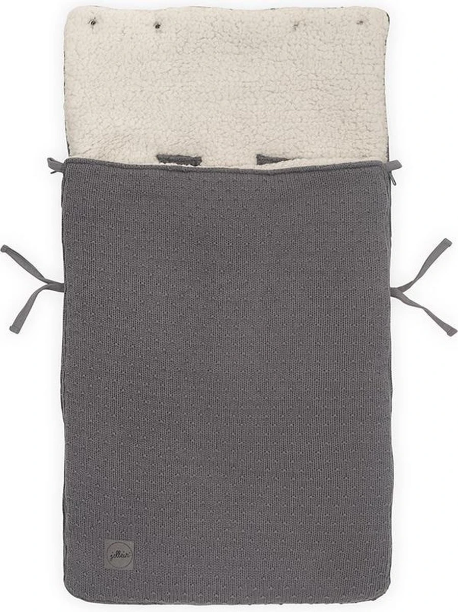 Jollein Voetenzak Voor Autostoel & Kinderwagen - Bliss Knit - Storm Grey - Afbeelding 3