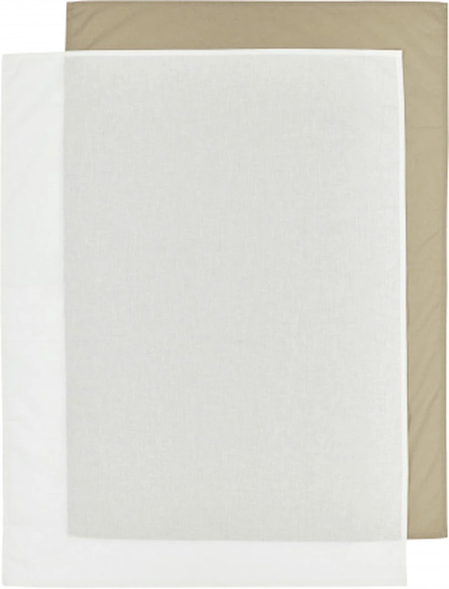 Meyco Uni Wieglaken - 2-pack - Taupe/offwhite - 75x100cm - Afbeelding 3